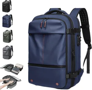 Space Vac Backpack, Spacevac Vacuum Compression Backpack,Expandable Waterproof Multifunctional Travel Password TSA Lock Bag (Blue)