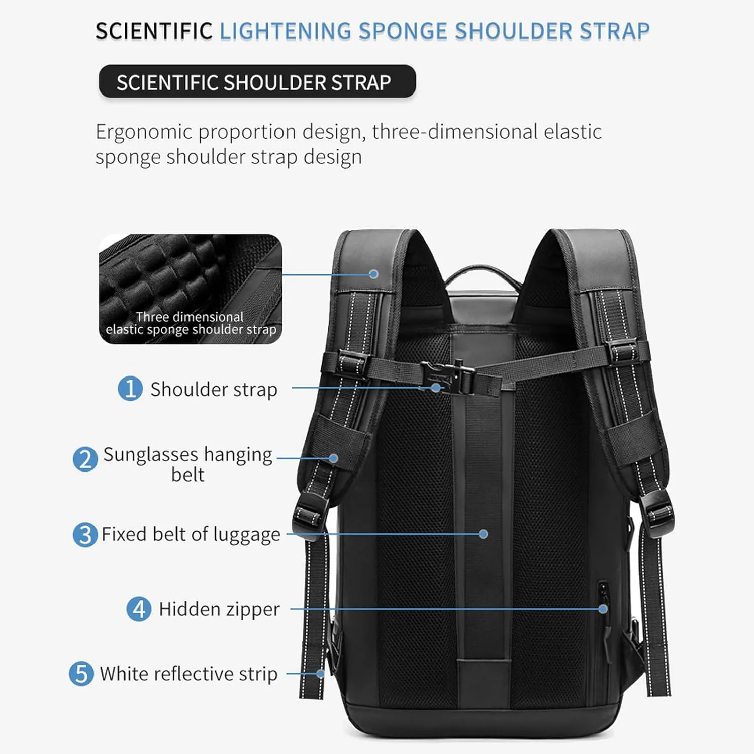 Space Vac Backpack, Spacevac Vacuum Compression Backpack,Expandable Waterproof Multifunctional Travel Password TSA Lock Bag (Blue)