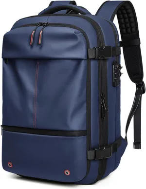 Spacevac Classic, Spacevac Pro Backpack, Personal Item Travel Backpack Pro, Carry on Bag, Water Resistant and Anti Theft, Ideal for Travel and Camping (Blue)