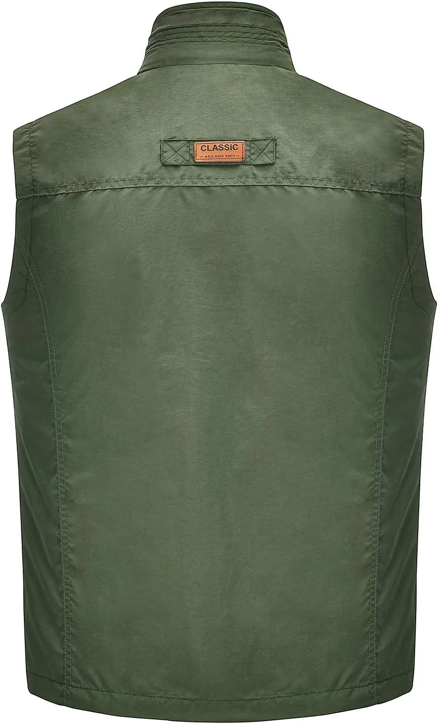 Spanye Men Lightweight Vest Outdoor Leisure Vest with Pockets Windproof Jacket For Sport Golf Work
