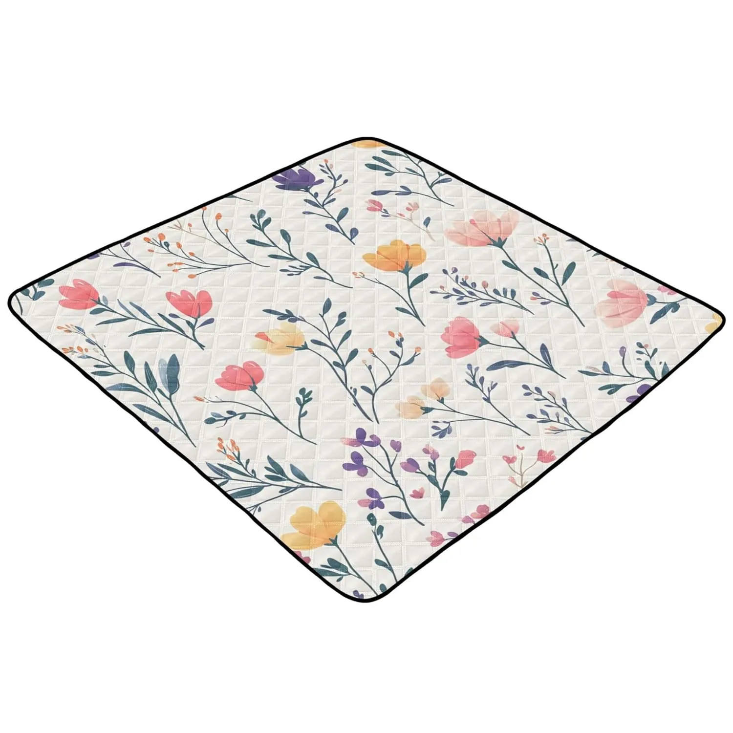 Spring Flower Flowers Soft Foam Baby Gym & Activity Mat for Indoor Outdoor Cozy Breathable Padded Play Mat for Baby Kids Toddlers Infants, 50'' x 50''