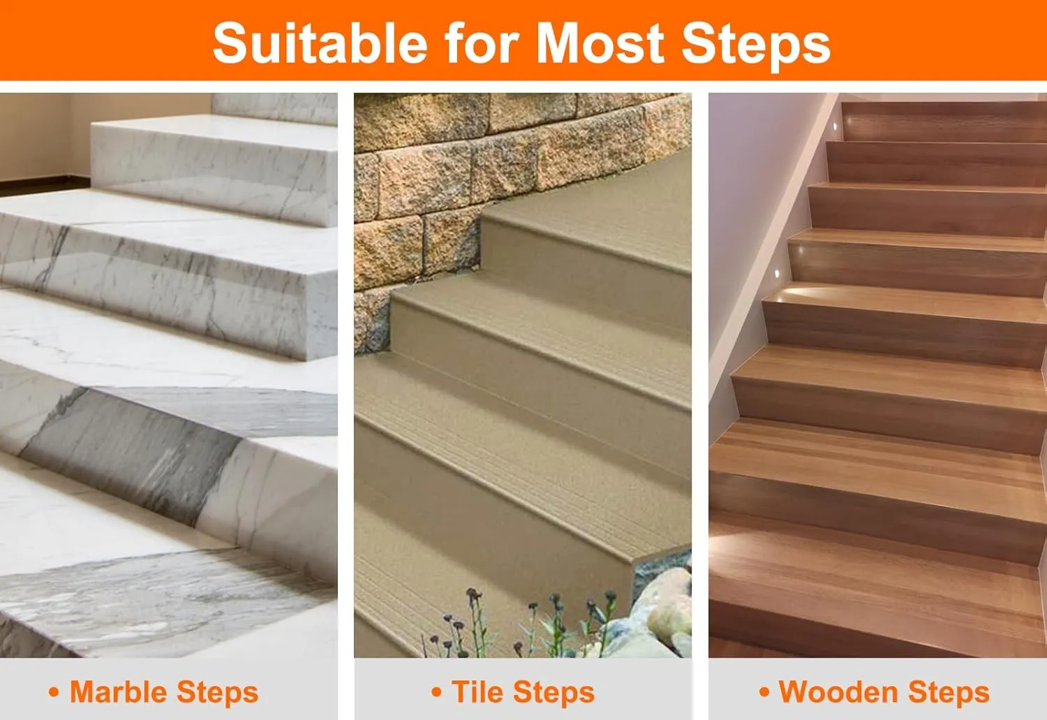 Spurtar Non Slip Staircase Step Treads, 6"x24" 15 Pack Anti Slip Tape for Stairs Indoor, Transparent Grip Tape for Stairs, Clear Skid Guard Safety Stair Runners for Wooden Steps