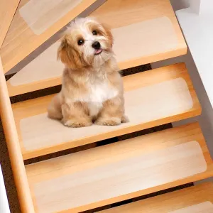 Spurtar Non Slip Staircase Step Treads, 6"x24" 15 Pack Anti Slip Tape for Stairs Indoor, Transparent Grip Tape for Stairs, Clear Skid Guard Safety Stair Runners for Wooden Steps