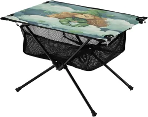 St Patricks Day Lion Portable Folding Camping Table, Compact Lightweight Beach Table with Carrying Bag for Outdoor Picnics, BBQs, Camp