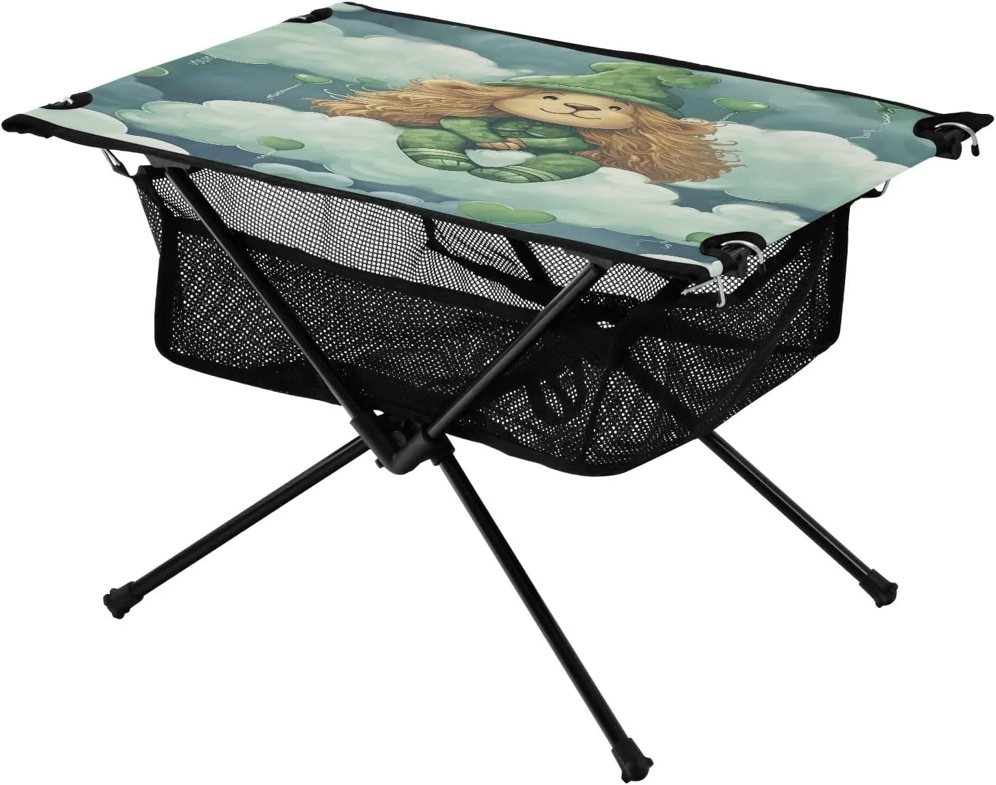 St Patricks Day Lion Portable Folding Camping Table, Compact Lightweight Beach Table with Carrying Bag for Outdoor Picnics, BBQs, Camp