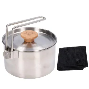 Stainless Steel Camping Pot Portable Tea Coffee Pot with Vent for Picnic Hiking Outdoors