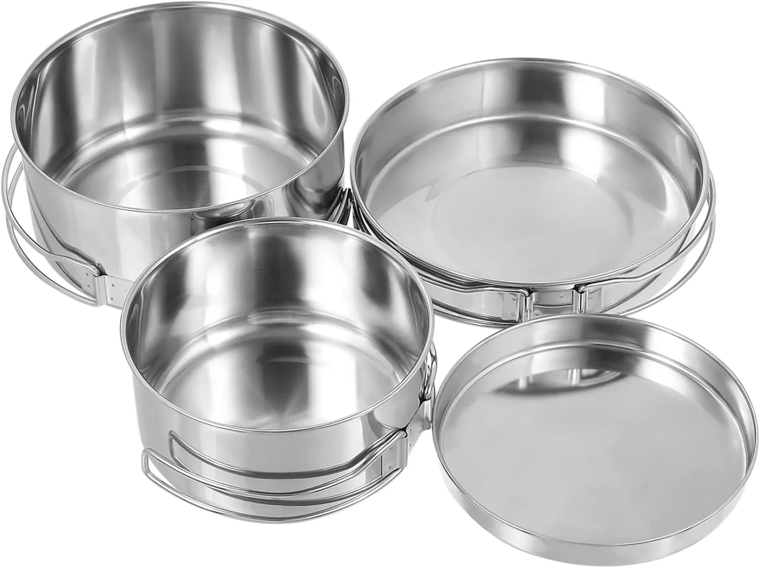 Stainless Steel Cooking Utensils Camper Pots Camping Skillet Camping Cookware Picnic Stackable Camp