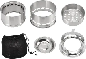 Stainless Steel Mini alcohol Burner Campfire Stove - Compact Camping Stove with Storage Bag - Lightweight Hiking Cookware - Outdoor Gear (Tall Stand)