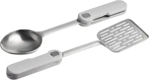 Stanley Wildfare Pro Stainless Steel Fold & Go Utensil Set | Folding Spatula and Spoon | Packable Outdoor Cookware | Camping Essentials for Your Camp Kitchen | BPA-Free | Pale Pebble & Stone