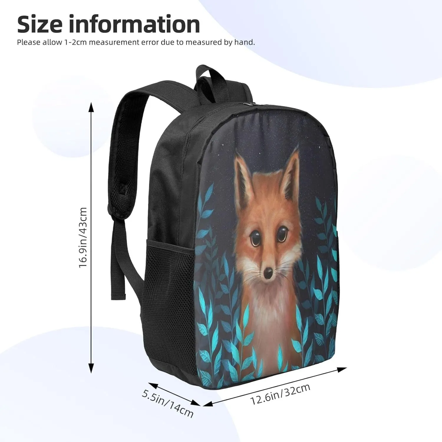 Starry Night Cute Fox Backpack, 17 Inch Travel Business Laptop Backpack For Women Men