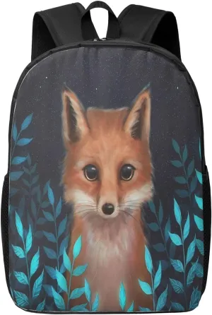 Starry Night Cute Fox Backpack, 17 Inch Travel Business Laptop Backpack For Women Men