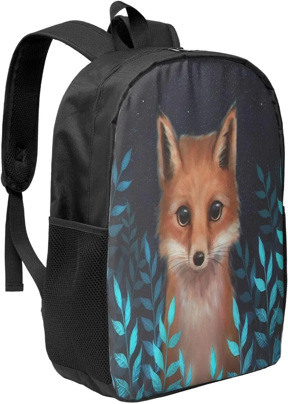 Starry Night Cute Fox Backpack, 17 Inch Travel Business Laptop Backpack For Women Men