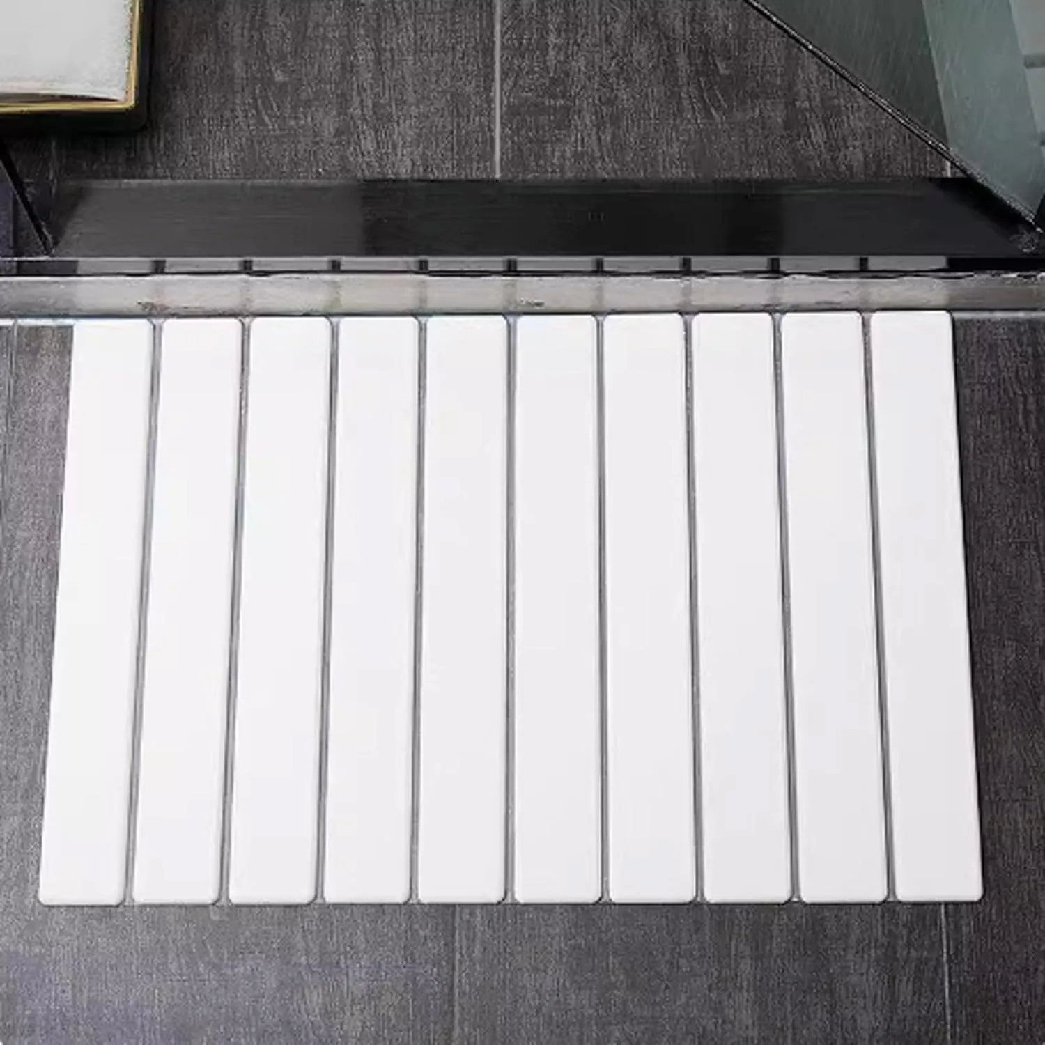 Stone Bath Mat, Diatomaceous Earth, Super Non-Slip Absorbent, Quick Drying, Foldable & Rollable, 23.5" x 15", White