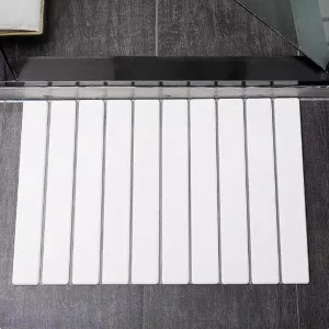 Stone Bath Mat, Diatomaceous Earth, Super Non-Slip Absorbent, Quick Drying, Foldable & Rollable, 23.5" x 15", White