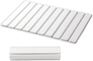 Stone Bath Mat Foldable, Quick Dry Stone Drying Mats for Bathroom, Super Absorbent Rollable Bathtub Mat, Large Diatomaceous Earth Dish Drying Mats for Kitchen Counter, 24 x 16in Bath Mat White