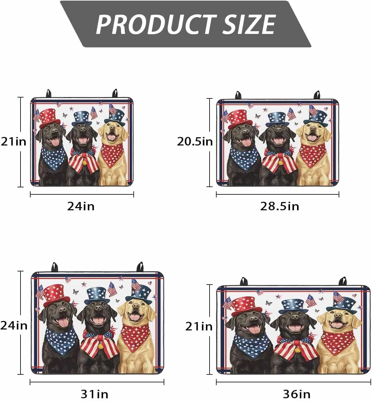 Stove Cover for Electric Cooktops 28.5"x20.5" Non-Slip Foldable Protector Independence Retro Day Dogs with Hat Animal Art Scratchproof Rubber Mat for All Electric Stove Models