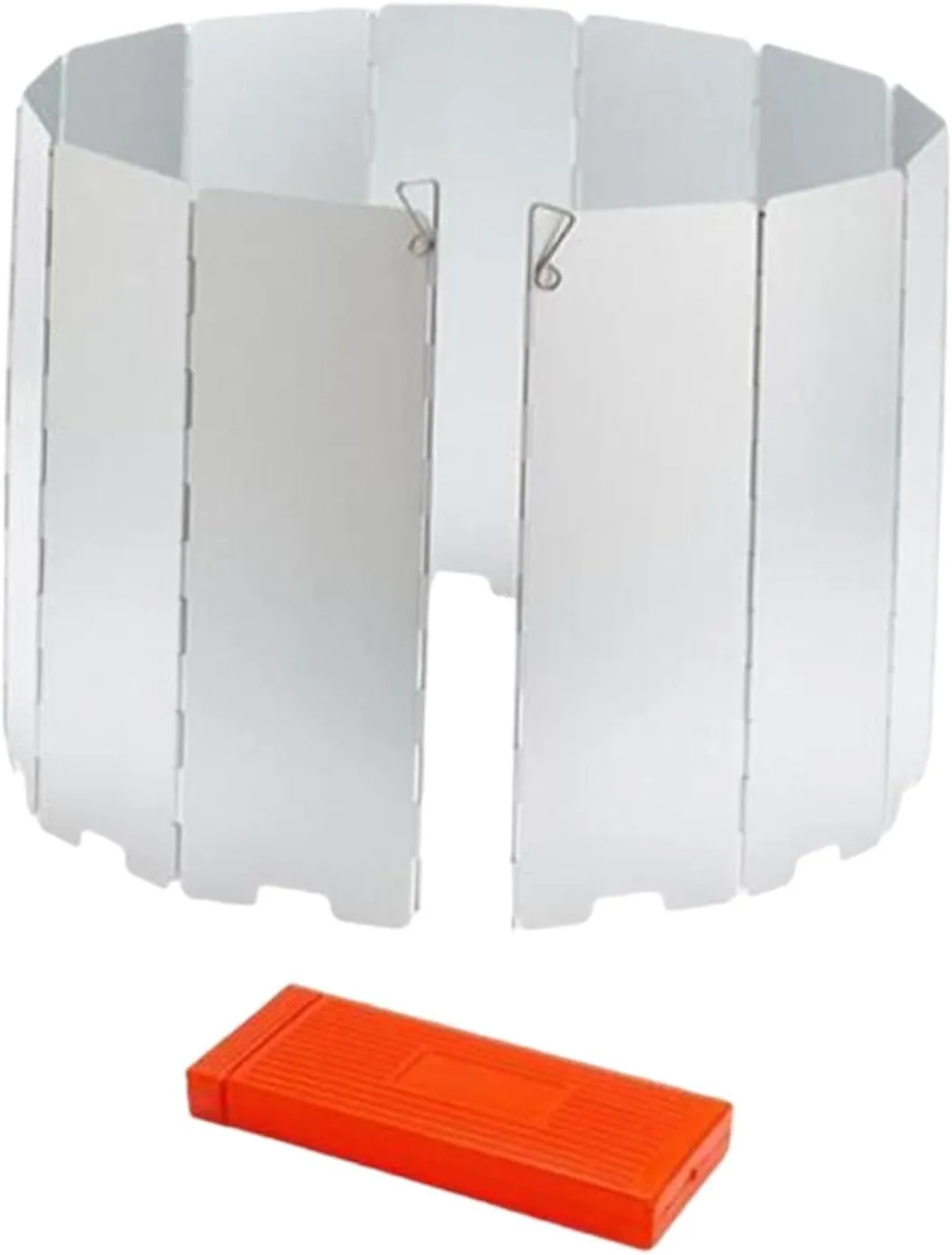 Stove Windscreen, Windshield Foldable 12 Plates with Storage Bag, Wind Protector, Wind Shade for Cooker Hiking Outdoor BBQ, Argent