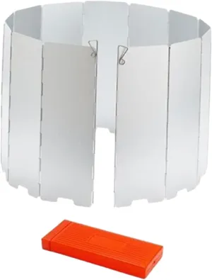 Stove Windscreen, Windshield Foldable 12 Plates with Storage Bag, Wind Protector, Wind Shade for Cooker Hiking Outdoor BBQ, Argent