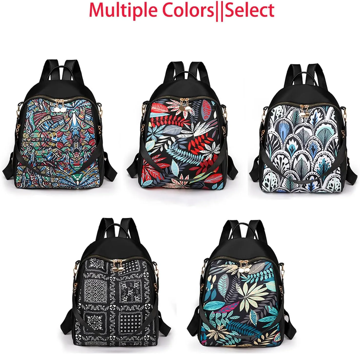Stylish Casual Print College Work Backpack Shoulder Bag Outdoor Travel Backpack with Anti Theft Pocket Daypack (Block)