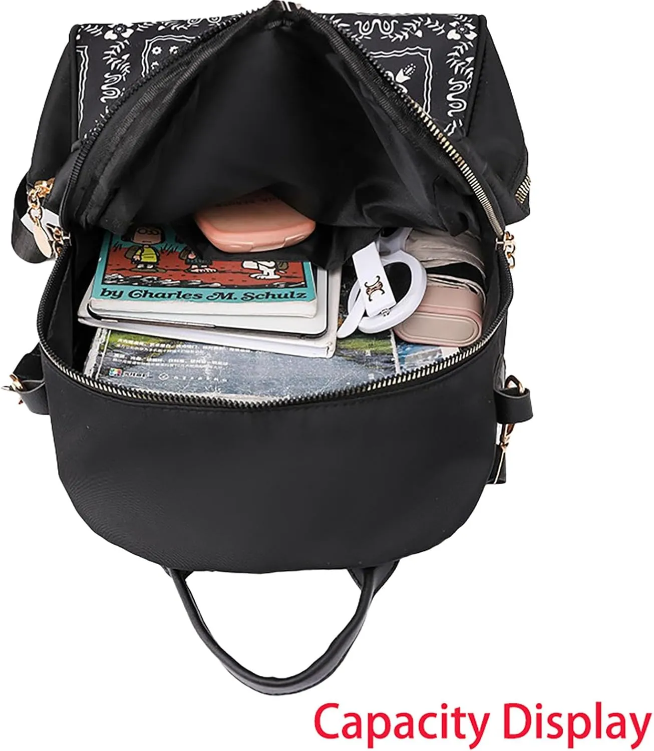 Stylish Casual Print College Work Backpack Shoulder Bag Outdoor Travel Backpack with Anti Theft Pocket Daypack (Block)