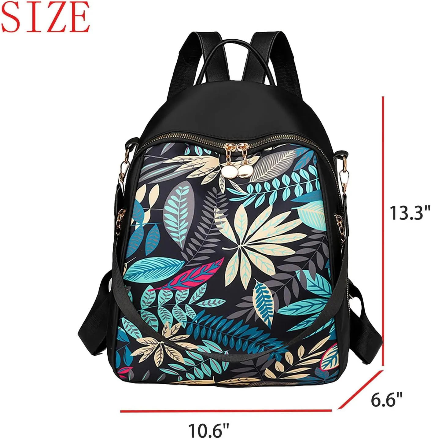 Stylish Casual Print College Work Backpack Shoulder Bag Outdoor Travel Backpack with Anti Theft Pocket Daypack (Blue Leaf)