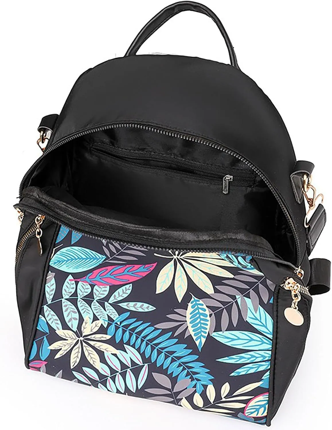 Stylish Casual Print College Work Backpack Shoulder Bag Outdoor Travel Backpack with Anti Theft Pocket Daypack (Blue Leaf)