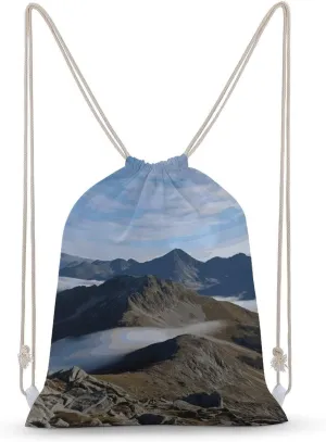 Summits And Ridges Drawstring Backpack Lightweight Canvas Gym Bags for Men Women, Sports, Beach, Travel 35x50cm