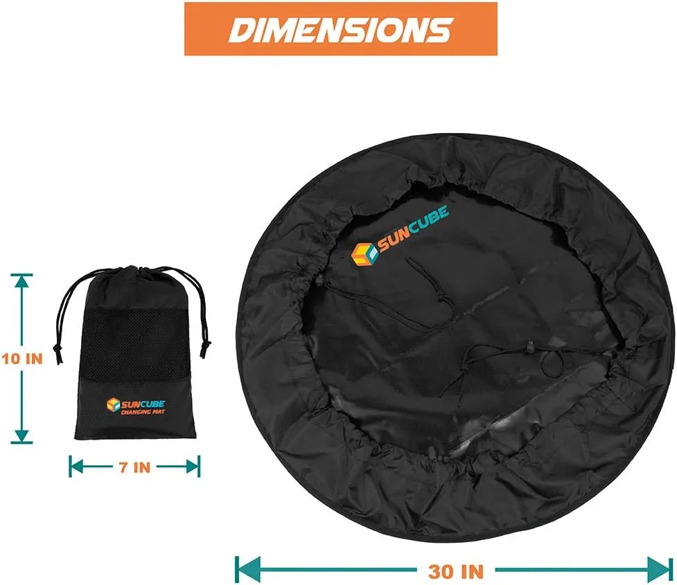 SUN CUBE Wetsuit Changing Mat, Waterproof Surf Bag, Drawstring Wetsuit Bag, Surfing Accessories for Kayakers, Dry Bag for Beach, Durable Compact No Leak Mat for Scuba