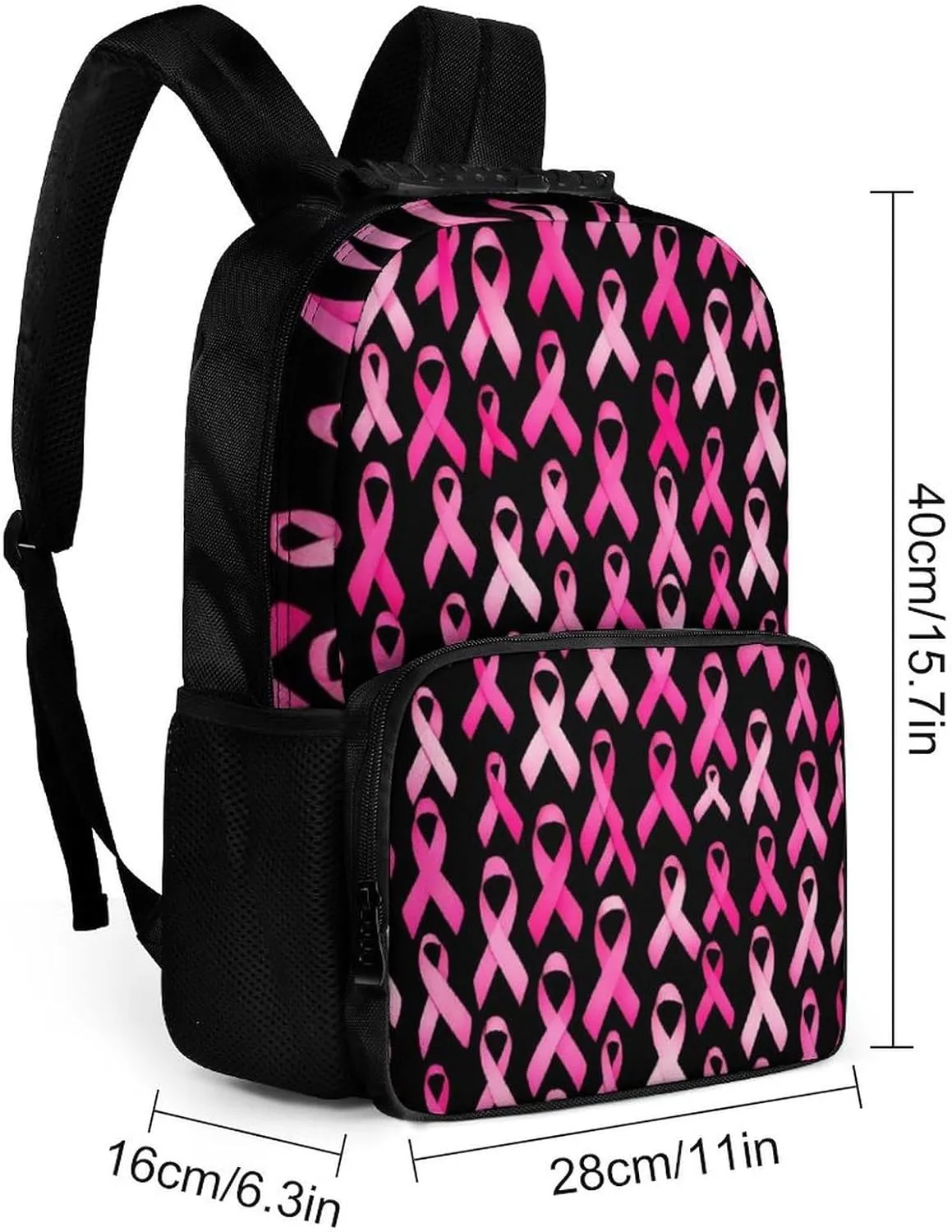 Supdreamc Adults Lightweight Breast Cancer Awareness Ribbons Pink Rucksacks Large Capacity Bookbag With Adjustable Shoulder Straps for Trekking Outdoors Bicycle