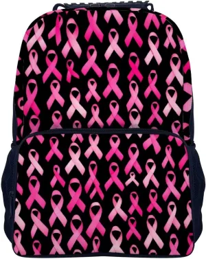 Supdreamc Adults Lightweight Breast Cancer Awareness Ribbons Pink Rucksacks Large Capacity Bookbag With Adjustable Shoulder Straps for Trekking Outdoors Bicycle