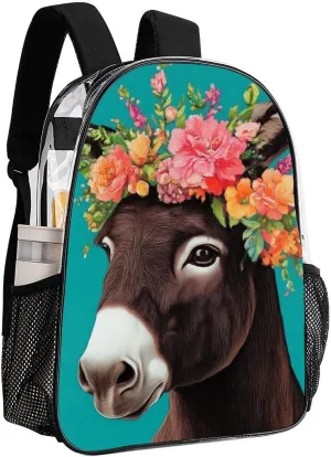 Supdreamc Donkey Animals Rucksacks Lightweight Multipurpose Transparent Shoulder Bag Big Capacity Traveling & Camping Backpack With Side Pockets