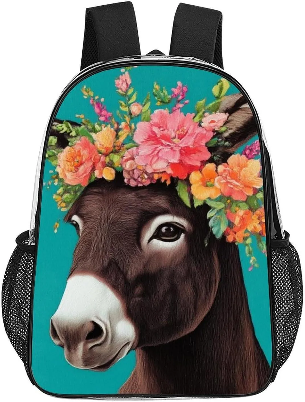 Supdreamc Donkey Animals Rucksacks Lightweight Multipurpose Transparent Shoulder Bag Big Capacity Traveling & Camping Backpack With Side Pockets