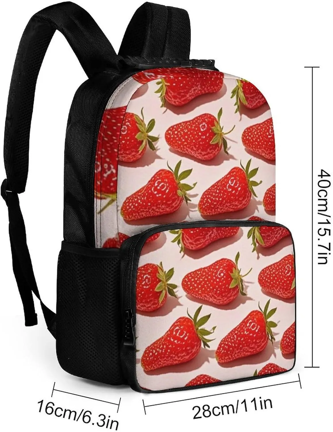Supdreamc Lightweight Rucksacks for Climbing Outdoors Walking Cycling - Large Capacity Anti-Theft Multipurpose Carry On Bag, Cute Pink Strawberry Art Camping Outdoor Backpack
