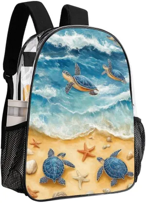 Supdreamc Lightweight Rucksacks for Climbing Outdoors Walking Cycling - Large Capacity Transparent Multipurpose Carry On Bag, Beach Turtles Camping Outdoor Backpack