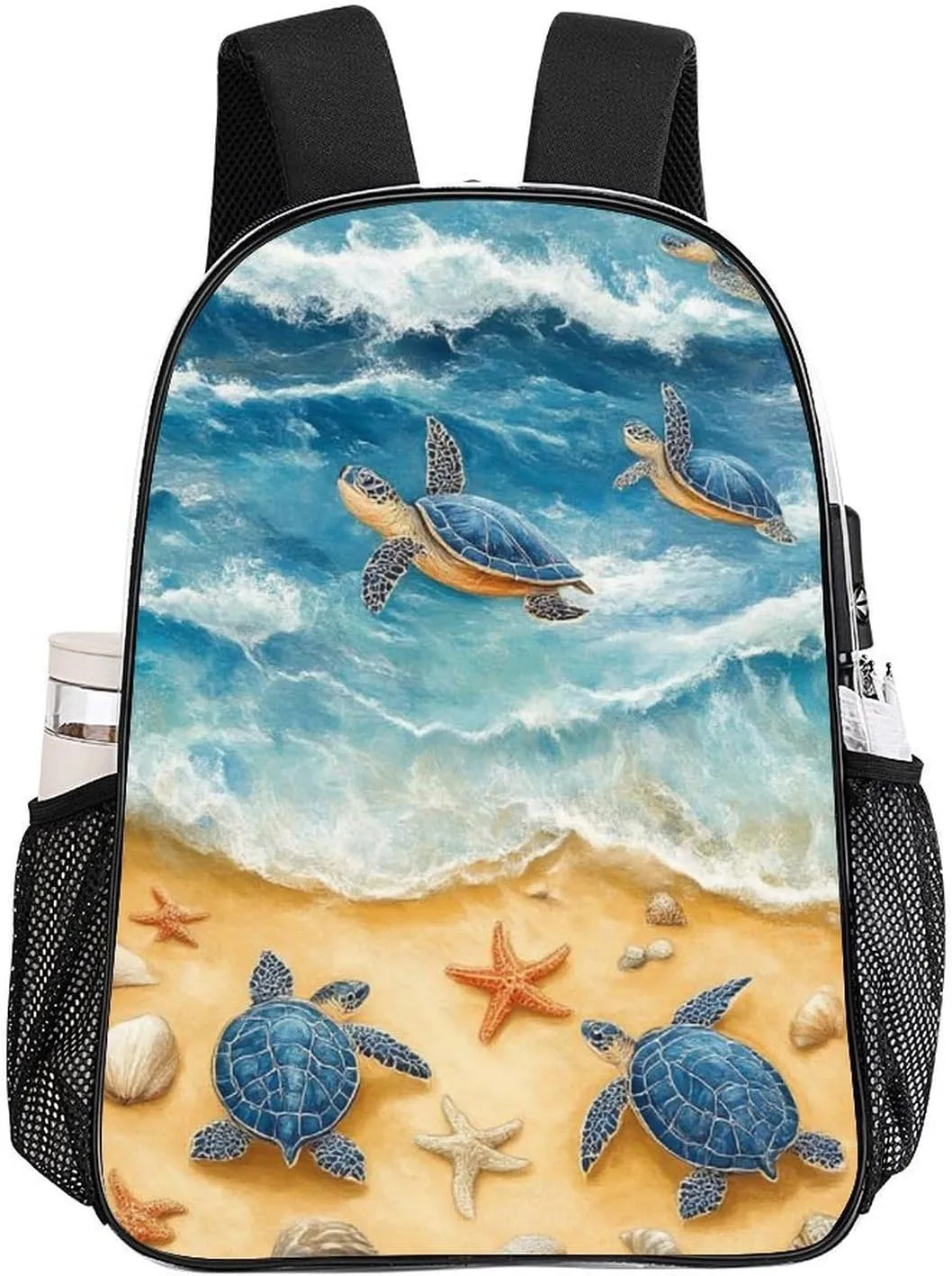Supdreamc Lightweight Rucksacks for Climbing Outdoors Walking Cycling - Large Capacity Transparent Multipurpose Carry On Bag, Beach Turtles Camping Outdoor Backpack