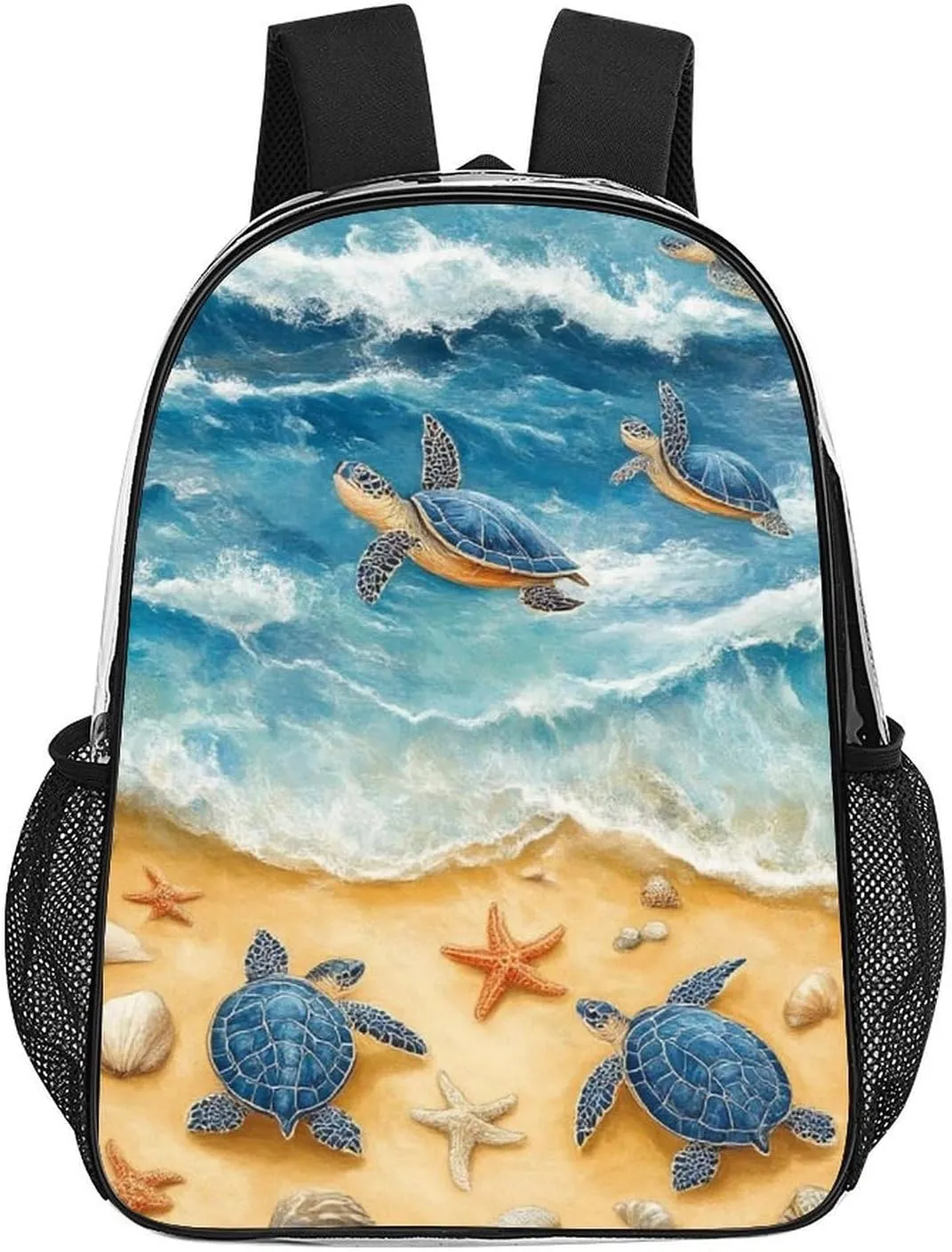 Supdreamc Lightweight Rucksacks for Climbing Outdoors Walking Cycling - Large Capacity Transparent Multipurpose Carry On Bag, Beach Turtles Camping Outdoor Backpack