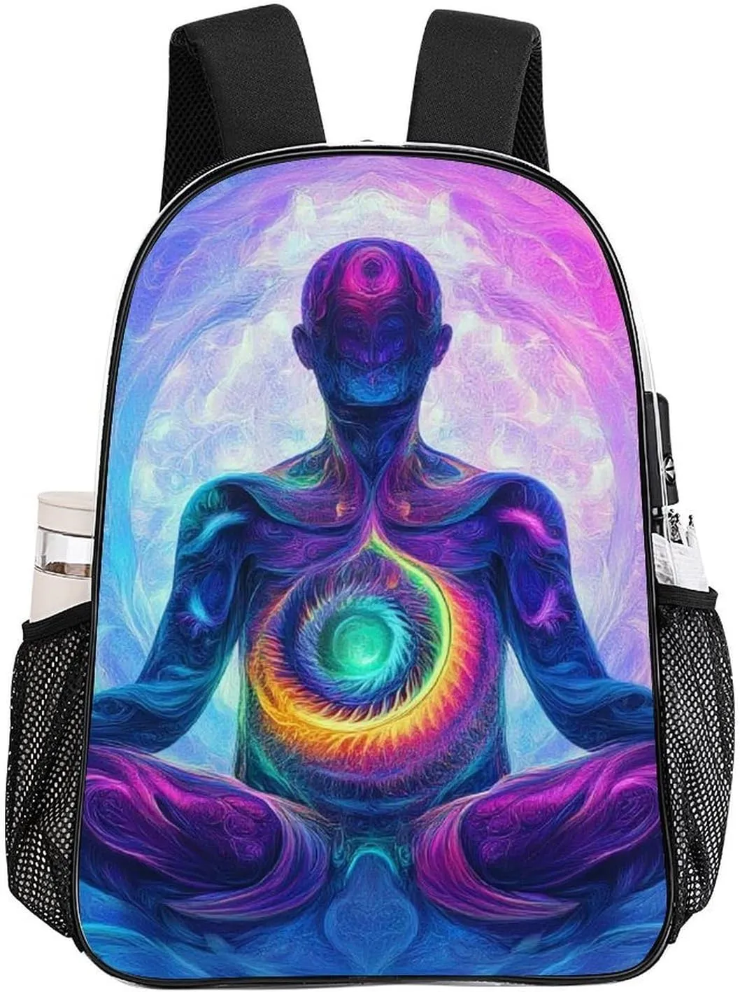 Supdreamc Men Women Lightweight Meditation Rainbow Spiral Art Backpack Large Capacity Carry On Bag Transparent Bag for Sports Work Walking Cycling