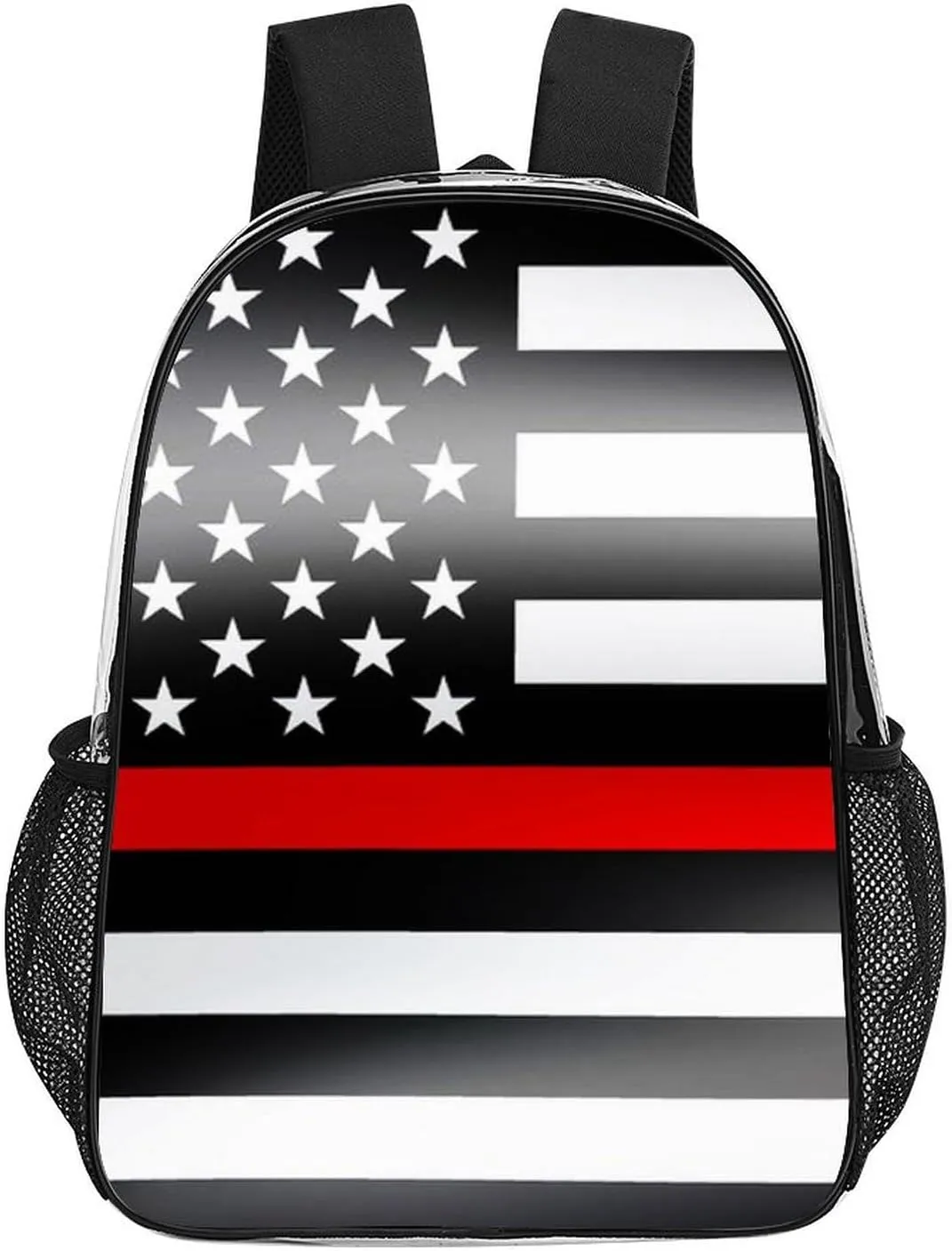 Supdreamc Men Women Lightweight Modernamerican Thin Red Line Flag Casual Daypack Big Capacity Bookbag Transparent Bag for Gym Travel Walking Cycling