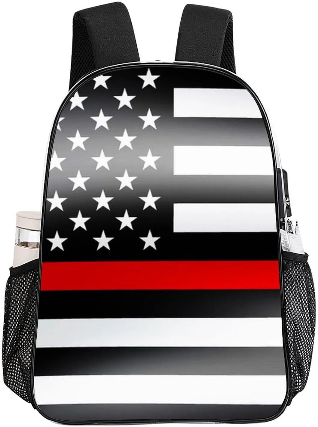 Supdreamc Men Women Lightweight Modernamerican Thin Red Line Flag Casual Daypack Big Capacity Bookbag Transparent Bag for Gym Travel Walking Cycling