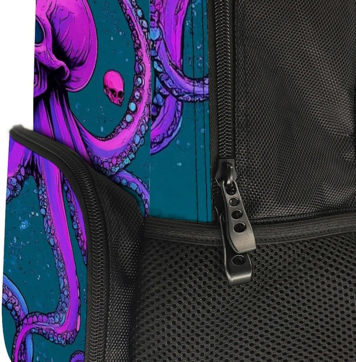 Supdreamc Octopus Skull Art Backpack Polyester Anti-Theft Multipurpose Bookbag Large Capacity Laptop Book Bag Rucksack With Side Pockets