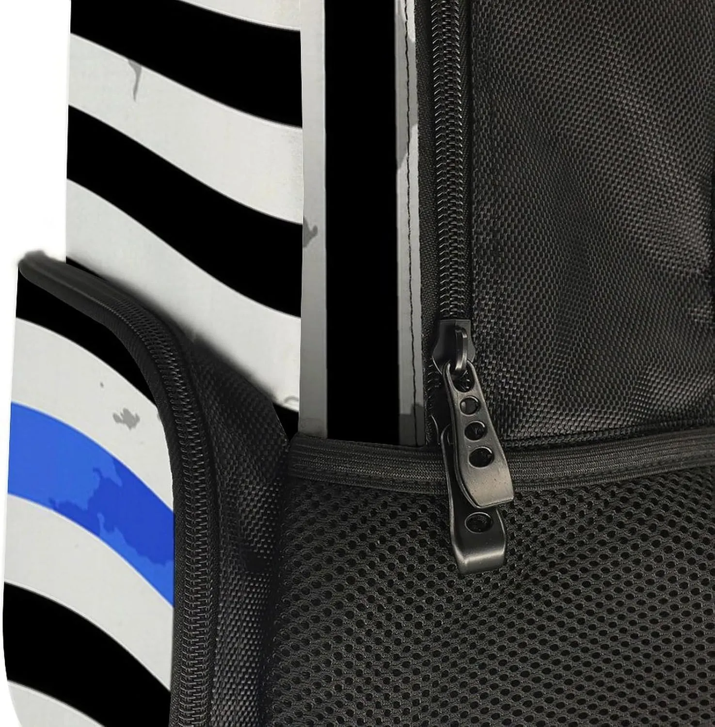 Supdreamc Polyester Daypack Backpack for Trekking Picnic Walking Cycling - Large Capacity Anti-Theft Multipurpose Shoulder Bag, American Thin Blue Line Flag Police Pattern Black Casual Daypack