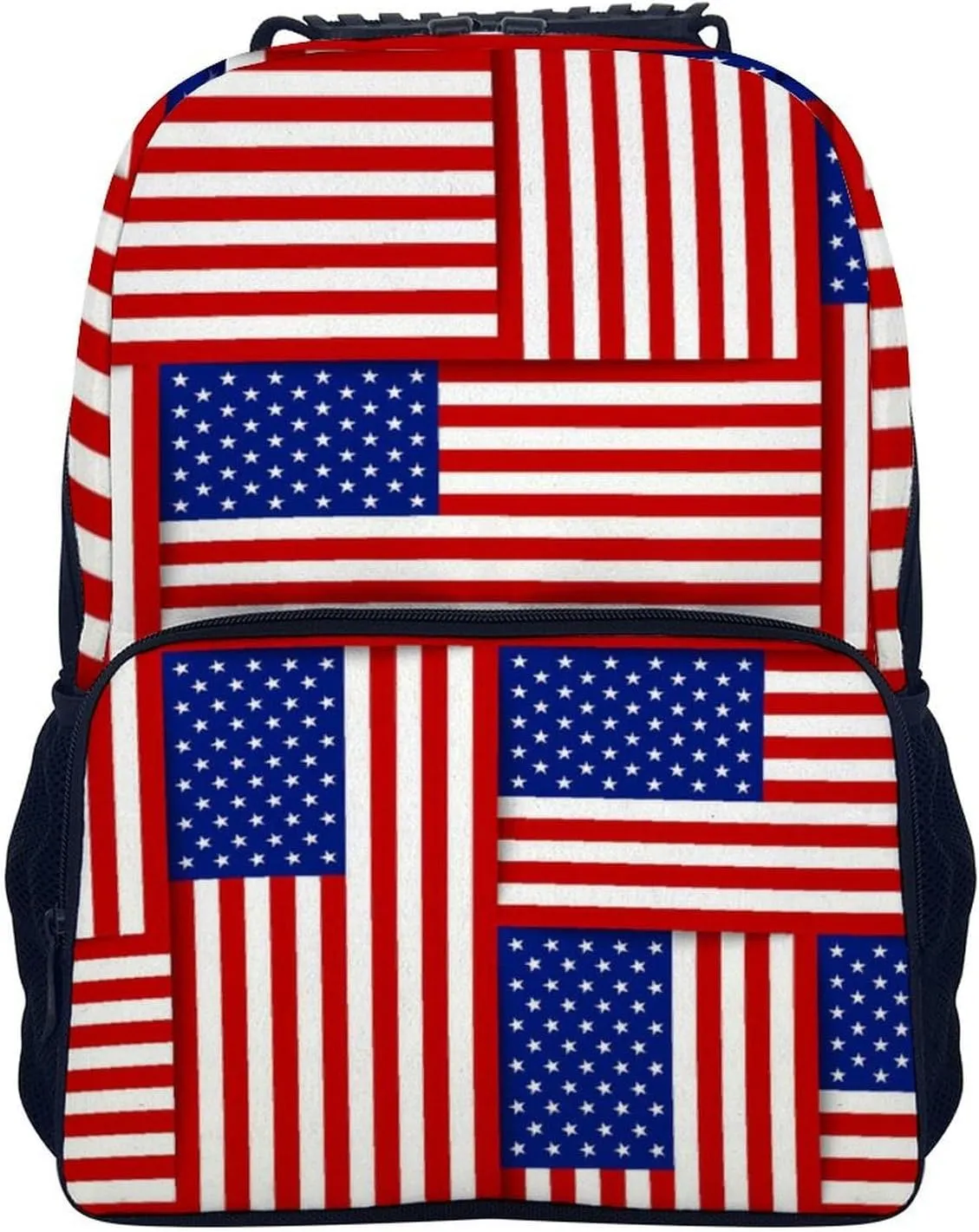 Supdreamc Polyester Daypack Backpack for Trekking Picnic Walking Cycling - Large Capacity Anti-Theft Multipurpose Shoulder Bag, Red Blue White American Flag Casual Daypack