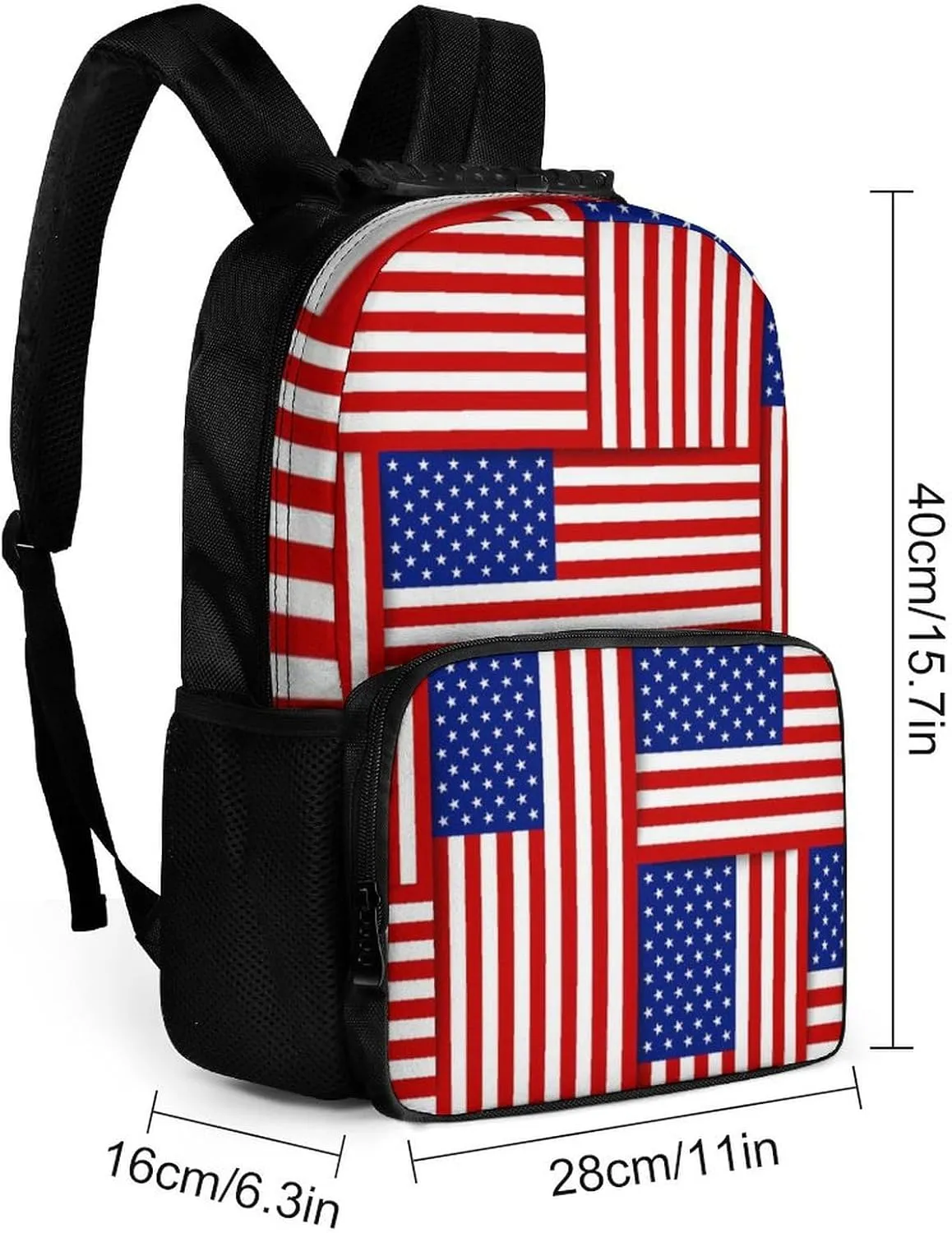 Supdreamc Polyester Daypack Backpack for Trekking Picnic Walking Cycling - Large Capacity Anti-Theft Multipurpose Shoulder Bag, Red Blue White American Flag Casual Daypack