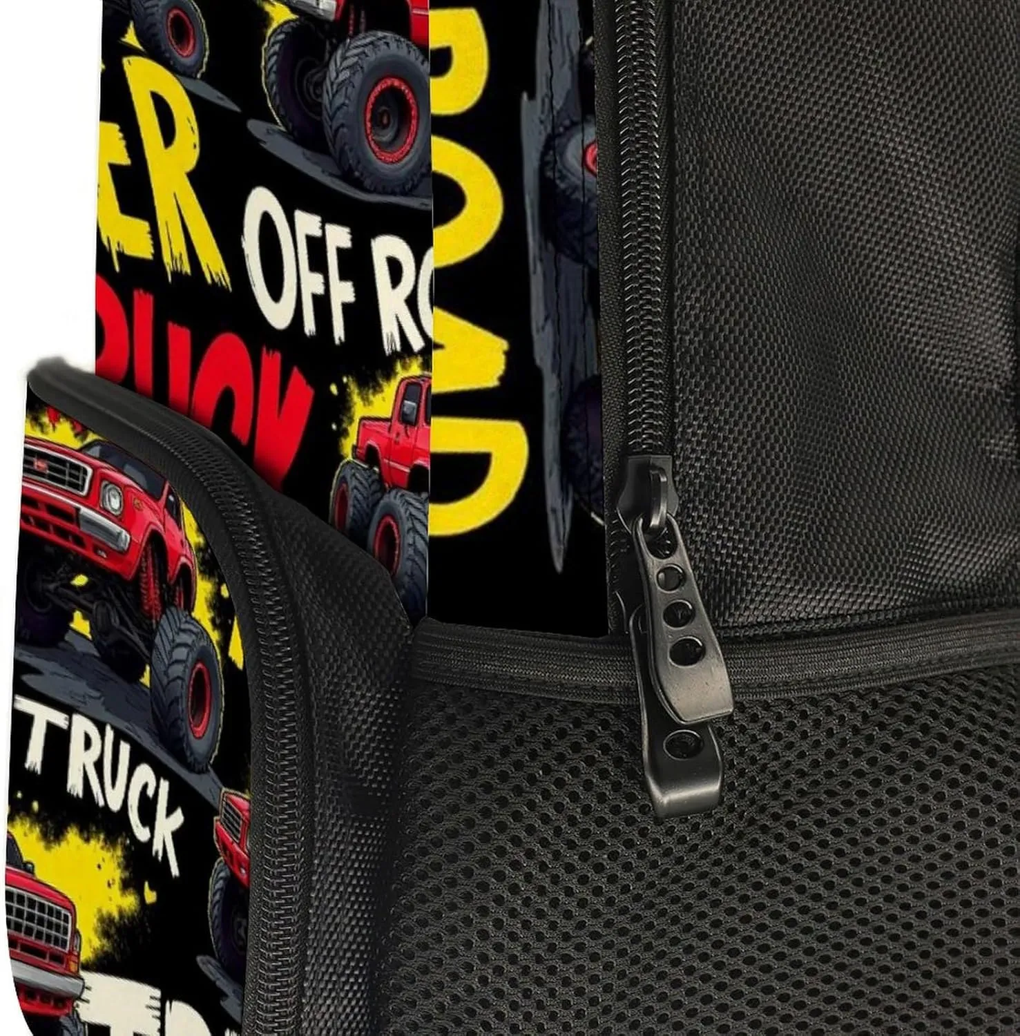 Supdreamc Polyester Daypack Bookbag for Gym Business Bicycle - Large Capacity Multipurpose Anti-Theft Carry On Bag, Red Black Monster Truck Art Travel Hiking Daypack