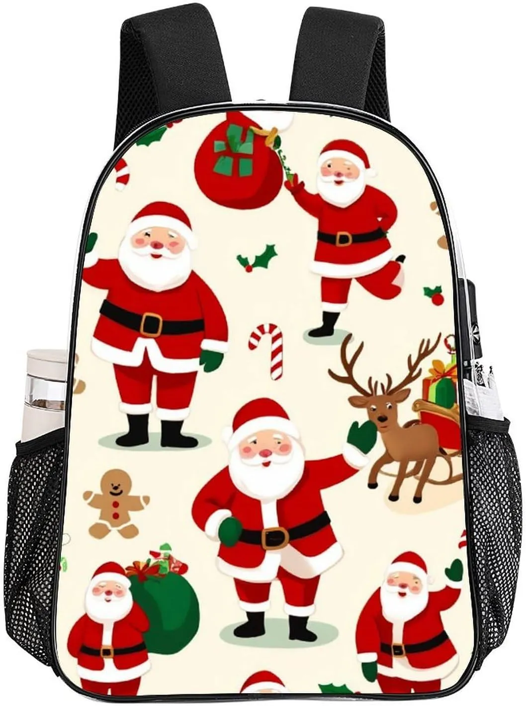 Supdreamc Transparent Daypack Backpack for Trekking Picnic Walking Cycling - Large Capacity Anti-Theft Multipurpose Shoulder Bag, Cute Cartoon Santa Claus Christmas Casual Daypack