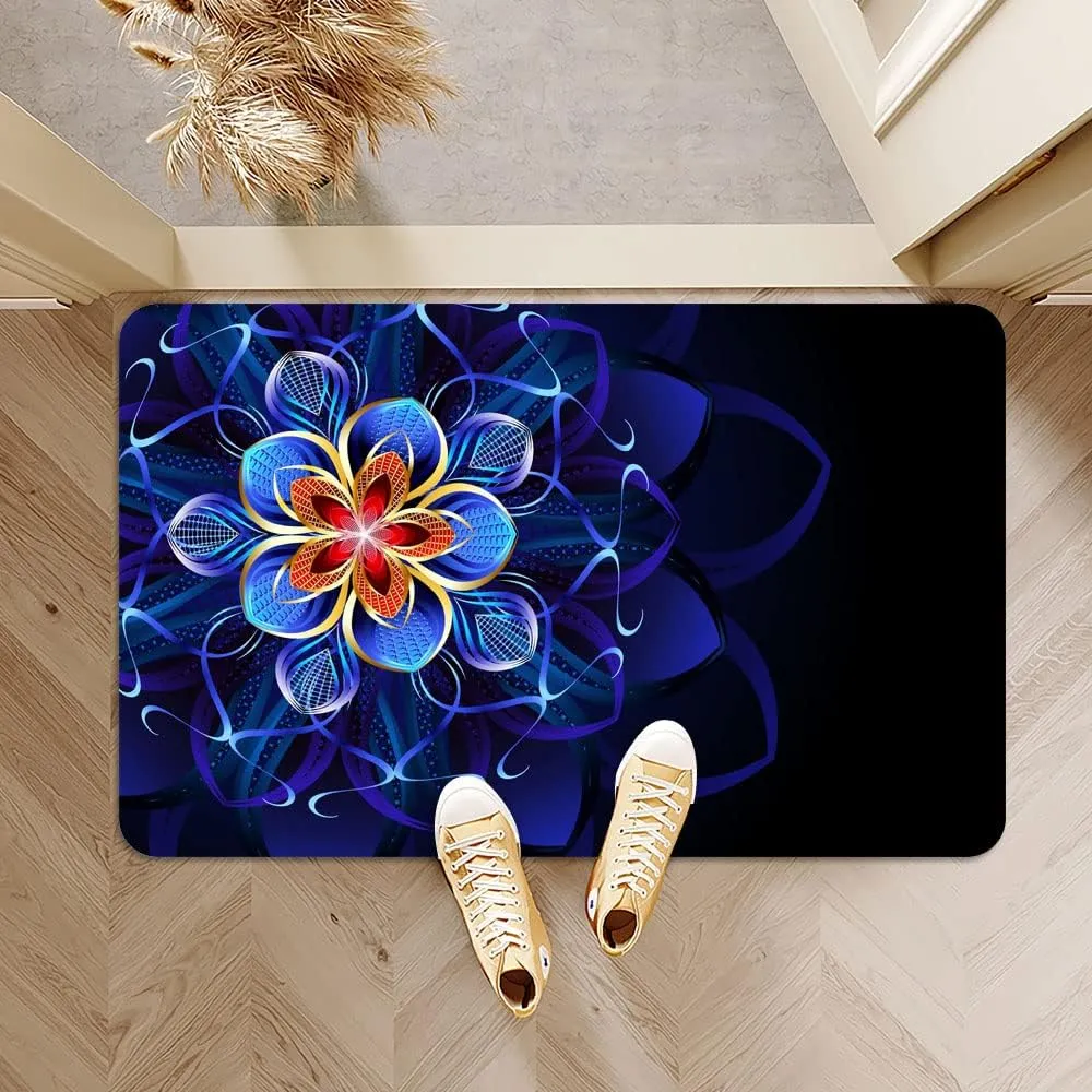 Super Absorbent Diatomaceous Earth Stone Bath Mat,Artisti Flower Quick-Drying Bathroom Carpets,Non Slip Bathtub Floor Mat，Easy to Clean, Simple Kitchen Doormat(Square 43×70cm)