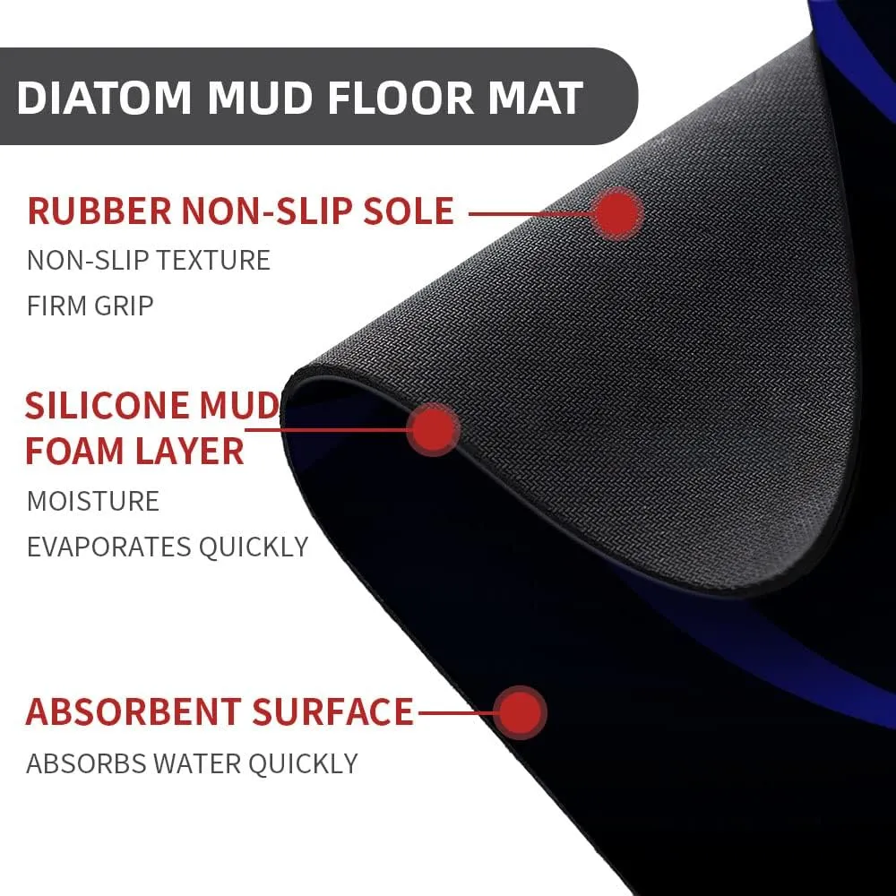 Super Absorbent Diatomaceous Earth Stone Bath Mat,Artisti Flower Quick-Drying Bathroom Carpets,Non Slip Bathtub Floor Mat，Easy to Clean, Simple Kitchen Doormat(Square 43×70cm)