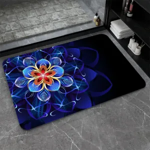 Super Absorbent Diatomaceous Earth Stone Bath Mat,Artisti Flower Quick-Drying Bathroom Carpets,Non Slip Bathtub Floor Mat，Easy to Clean, Simple Kitchen Doormat(Square 43×70cm)