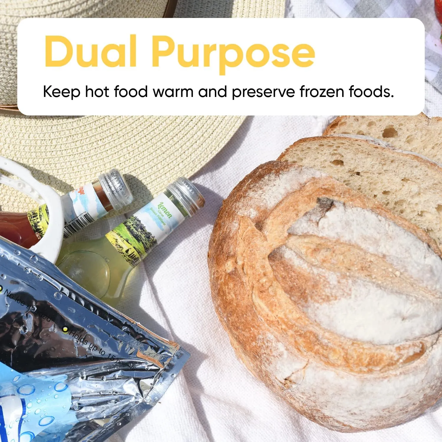 Superio Hot and Cold Insulated Bags for Food Delivery, Grocery Shopping Bags, Food Storage for Hot and Frozen Food for Travel, Disposable Cooler Bag, Reinforced Thermal Lunch Bag (4, 16"x5.5"x19")