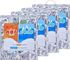 Superio Hot and Cold Insulated Bags for Food Delivery, Grocery Shopping Bags, Food Storage for Hot and Frozen Food for Travel, Disposable Cooler Bag, Reinforced Thermal Lunch Bag (4, 16"x5.5"x19")